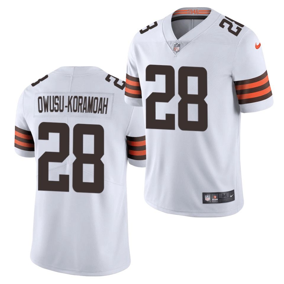 Men Cleveland Browns #28 Jeremiah Owusu Koramoah Nike White Player Game NFL Jersey